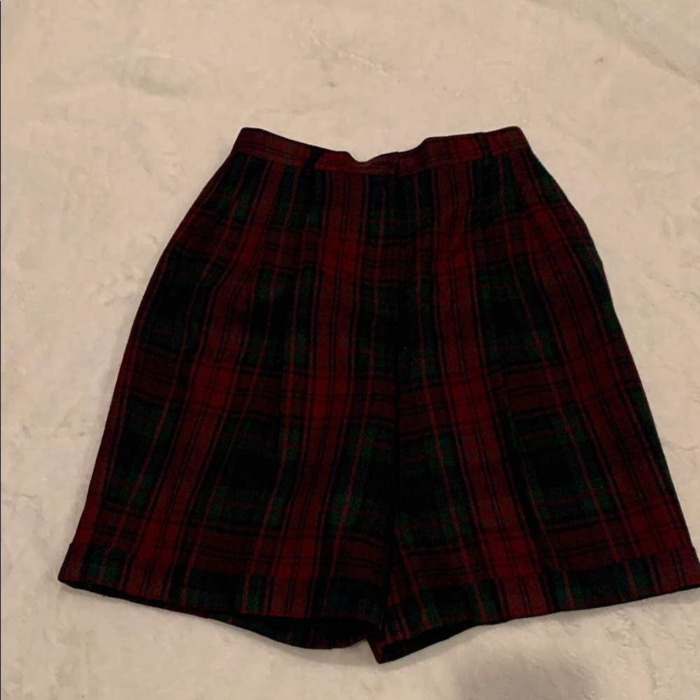 Talbots Red and Black Bermuda Shorts Classic Plaid Design